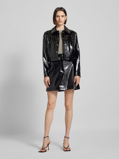 HUGO Cropped Blazer in Leder-Optik Modell 'Aiota' Black 1