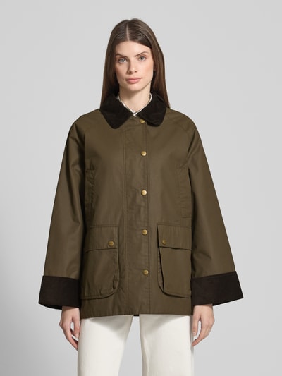 Gant Wide Fit Wachsjacke aus Baumwoll-Mix mit Pattentaschen Modell 'Barn' Dunkelgruen 4