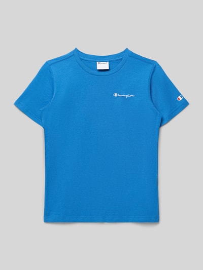 Productfoto, T-Shirt met Label-Stitching en ronde hals van CHAMPION in effen blauw, regular fit, lengte achterzijde maat 140: 55 cm