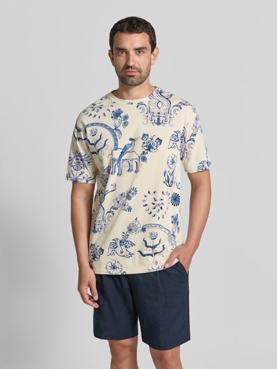 Scotch & Soda relaxed fit T-shirt in all-over look Zand - 4