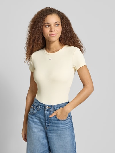Tommy Jeans Slim Fit T-Shirt aus Baumwoll-Mix GELB 4