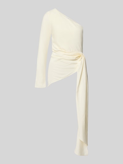 Produktfoto, Bluse im One-Shoulder-Design aus Modal-Mix von Topshop, dopasowany krój, mieszanka modalu, marszczenie z trenem na wysokości talii, kolor kremowy, długość tyłu w rozmiarze 36: 53 cm, długość rękawa w rozmiarze 36: 56 cm, damska bluzka na jedno ramię