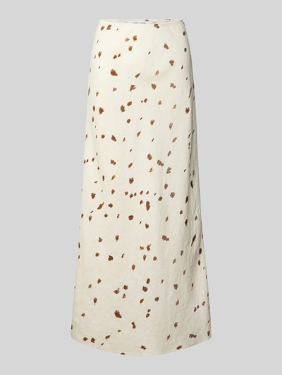 Produktfoto, Leinenrock in A-Linie von Samsøe Samsøe, creme mit braunen Flecken, Reines Leinen, Maxirock, Bundweite 38 cm, Gesamtlänge 103 cm