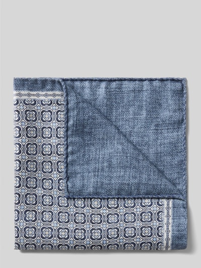 Produktfoto, Einstecktuch aus reiner Seide mit Allover-Print von Verugia, rechteckige Passform, wendbares Design, 30 cm x 30 cm, Blautöne, feine und glatte Textur
