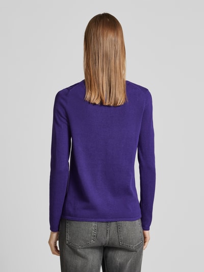 Tom Tailor Regular Fit Strickpullover aus Baumwoll-Mix mit V-Ausschnitt Violett 5