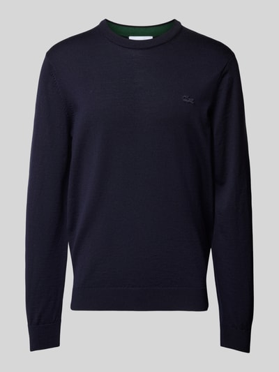 Lacoste Strickpullover aus reiner Wolle mit Logo-Patch Marine 2