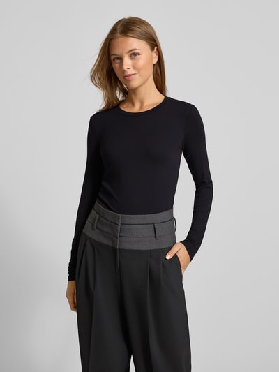 Weekend Max Mara Regular Fit Langarmshirt aus Viskose-Mix Modell 'MULTI' Black 4