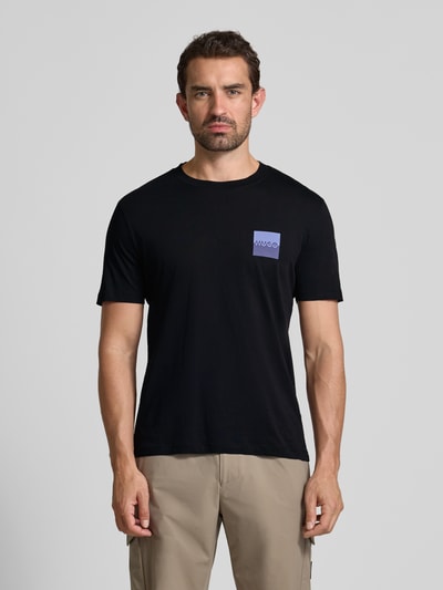 HUGO T-shirt met labelprint en ronde hals, model 'Dapusi' Zwart - 4