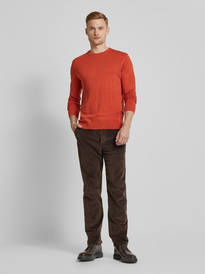 Tom Tailor Strickpullover mit Label-Stitching Modell 'BASIC' Dunkelorange 1