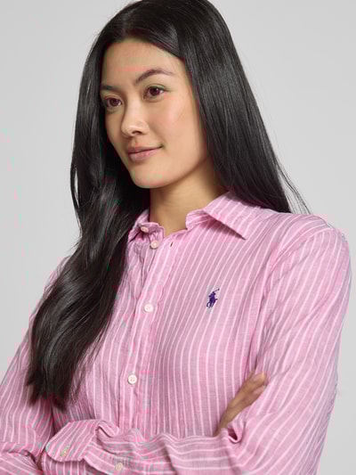 Polo Ralph Lauren Classic Fit Leinenhemdbluse mit Logo-Stitching Pink 3