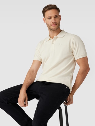 Gant Koszulka polo z bocznymi rozcięciami model ‘Pique’ Złamany biały 3