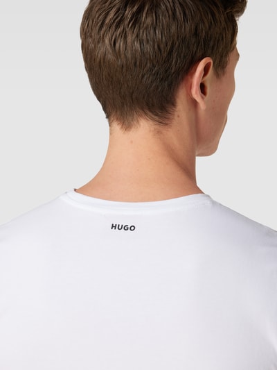 HUGO T-shirt met logoprint in een set van 2 stuks, model 'HUGO-Round' Wit - 3