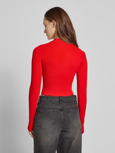 LeGer by Lena Gercke Cropped Longsleeve aus Viskose mit Stehkragen Modell 'Agathe' Dunkelrot 5