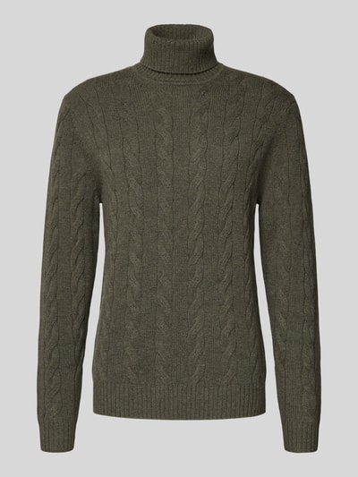 Christian Berg Men Rollkragenpullover aus Wolle-Kaschmir-Mix Oliv Melange 2