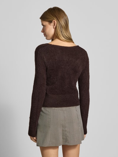 ONLY Slim Fit Strickjacke mit einreihige Knopfleiste Modell 'KERRY' Schoko 5