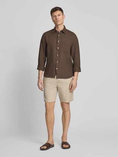 Marc O'Polo Koszula casualowa o kroju regular fit z czystego lnu Ciemnobrązowy 1