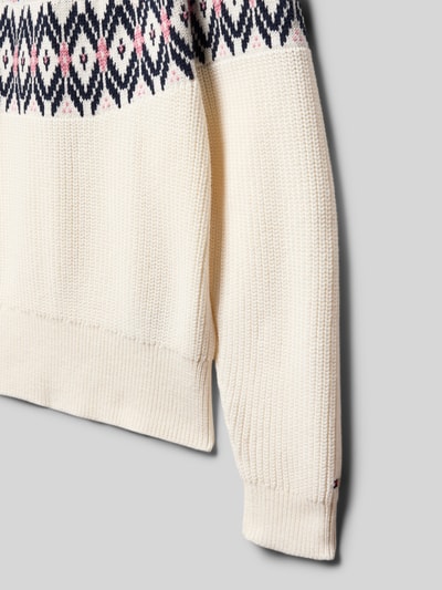 Tommy Hilfiger Teens Regular fit gebreide pullover van zuiver katoen Ecru - 2