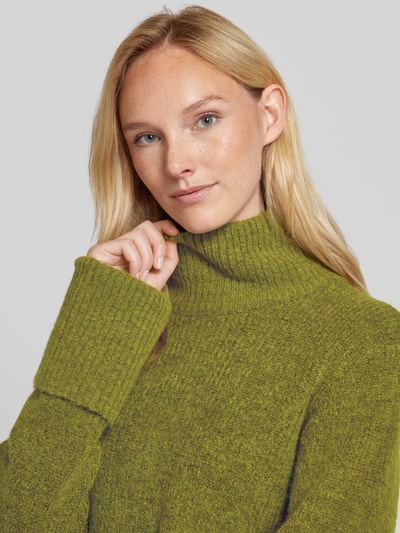 Selected Femme Gebreide pullover met opstaande kraag, model 'SIA' Lichtgroen - 3