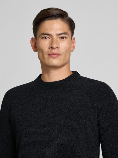 camel active Slim fit pullover in gebreide look, model 'Chinile' Antraciet - 3