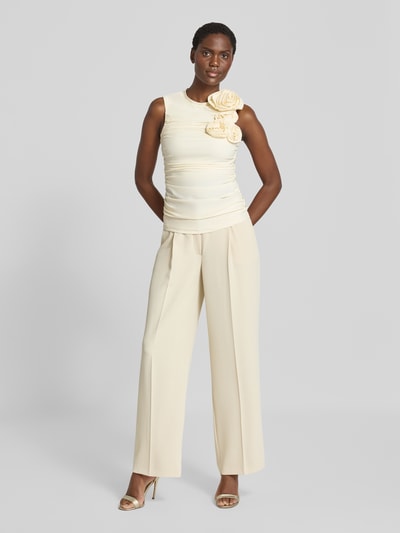 YAS Slim Fit Bluse mit floralem Besatz Modell 'Orchida' Offwhite 1