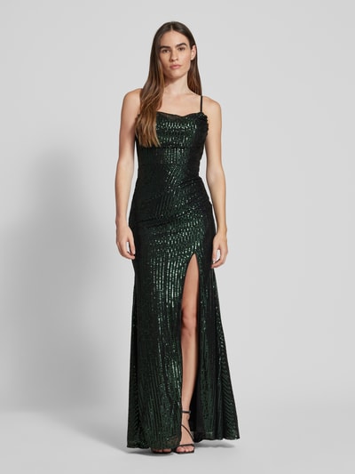 Luxuar Abendkleid mit Paillettenbesatz Dunkelgruen 4