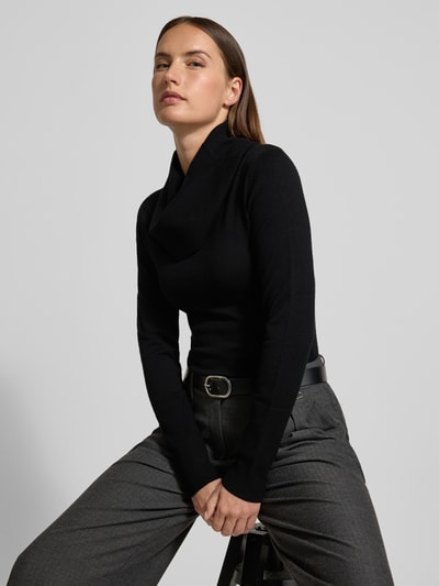 Soyaconcept Slim fit shirt met lange mouwen van viscosemix, model 'Dollie' Zwart - 3