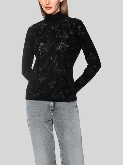 Marc Cain Langarmshirt mit Mock Neck und Allover-Muster Black 4