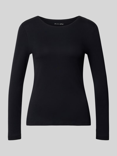 Produktfoto, Slim Fit Longsleeve aus reiner bawełna von Christian Berg Woman, krój slim fit, taliowany fason, okrągły dekolt, Długość tyłu w rozmiarze S: 59 cm