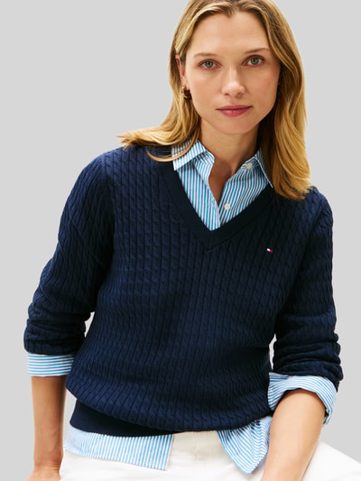 Tommy Hilfiger Regular Fit Pullover aus reiner Baumwolle Marine 3