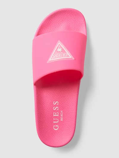 Guess Slides mit Label-Applikation Neon Pink 5