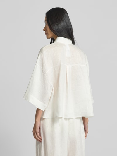 MM Relaxed fit linnen blouse met overhemdkraag, model 'MIRANO' Offwhite - 5