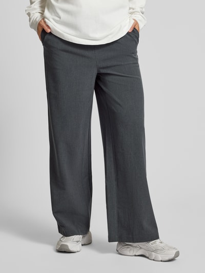 LeGer by Lena Gercke Wide leg stoffen broek met koord, model 'Kim' Middengrijs gemêleerd - 4