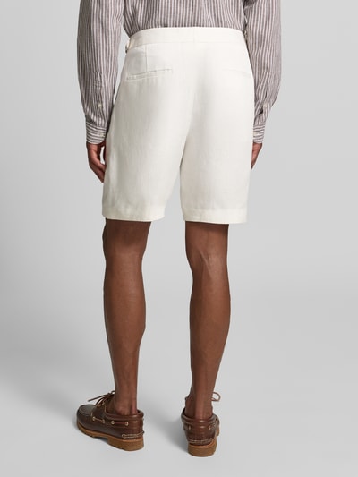 BOSS Tapered Fit Shorts aus reinem Leinen Modell 'PERIN' Weiss 5