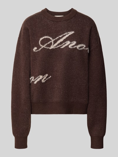 ANOTHER COTTON LAB Sweter z dużym signature-napisem Czekoladowy 2