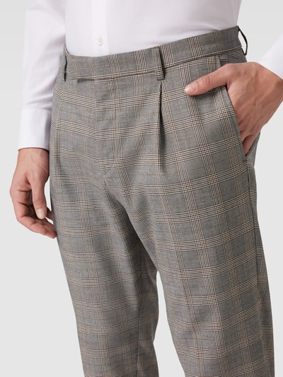 Cinque Spodnie do garnituru o kroju slim fit ze wzorem w kratę glencheck model ‘Salto’ Szarobrązowy 3