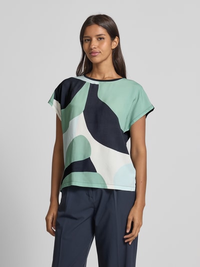 Tom Tailor Regular Fit T-Shirt aus Material-Mix mit Viskose Marine 4