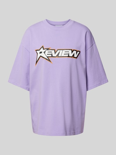 Review T-shirt z nadrukiem z logo Jasnofioletowy 2