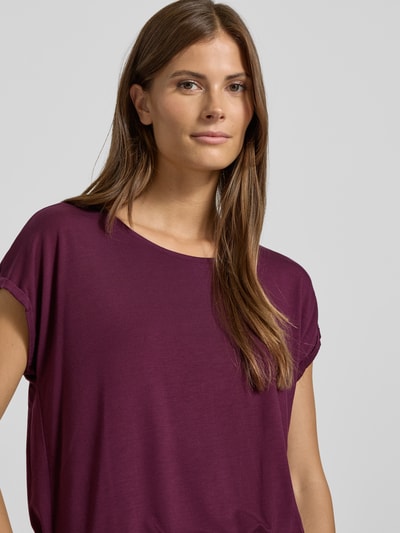 Vero Moda Regular Fit T-Shirt aus Lyocell-Mix Modell 'AVA' Bordeaux 3