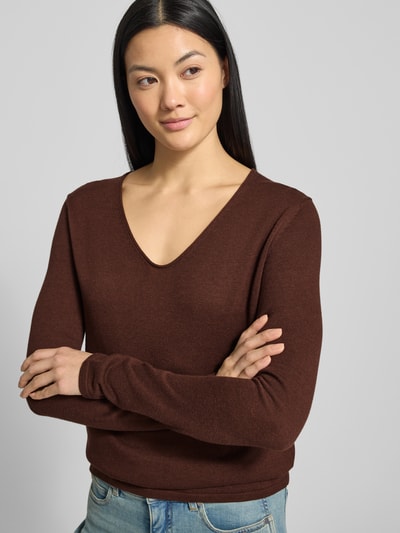 Tom Tailor Sweter z dzianiny o kroju regular fit z mieszanki bawełny i wiskozy Orzechowy 3