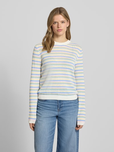 PIECES Regular Fit Strickpullover aus reiner Baumwolle Modell 'DIANA' Weiss 4
