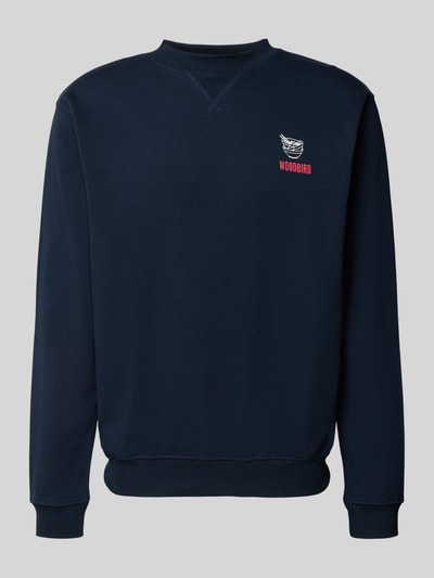 WOODBIRD Sweatshirt met labelprint, model 'Cane' Marineblauw - 2