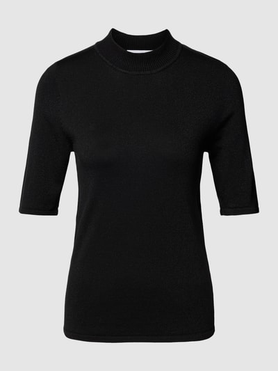 Selected Sweter z dzianiny z rękawem o dł. 1/2 model ‘LURA’ Czarny 2