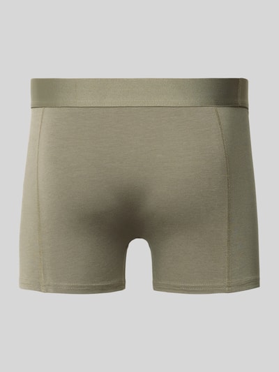 Produktfoto, Trunks aus Viskose-Baumwoll-Mix Modell 'GABRIEL' im 3er-Pack von JACK & JONES, körpernahe Passform, elastischer Bund mit Label-Detail, glatte Oberfläche, grüne Farbgebung