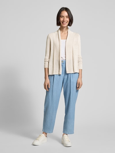 monari Cardigan mit gerippten Abschlüssen Beige 1