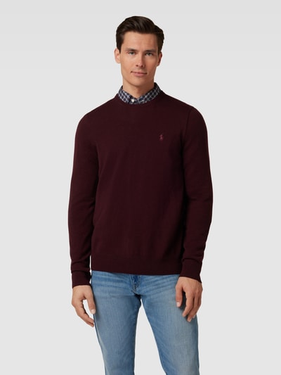 Polo Ralph Lauren Gebreide pullover van wol met logostitching Bordeaux - 4