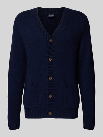 Christian Berg Men Kurtka z dzianiny z mieszanki wełny i kaszmiru z dekoltem w serek Granatowy 2