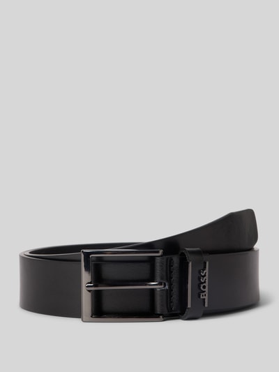 BOSS Leren riem met doornsluiting, model 'Cole' Zwart - 1