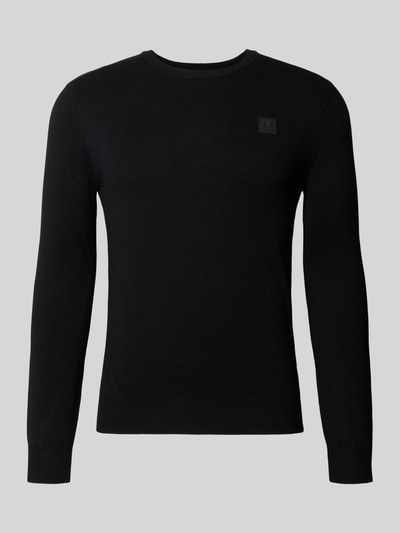 Produktfoto, schwarzes Regular Fit Sweatshirt aus elastischem Viskose-Mix von Antony Morato mit Label-Detail und elastischen Abschlüssen.