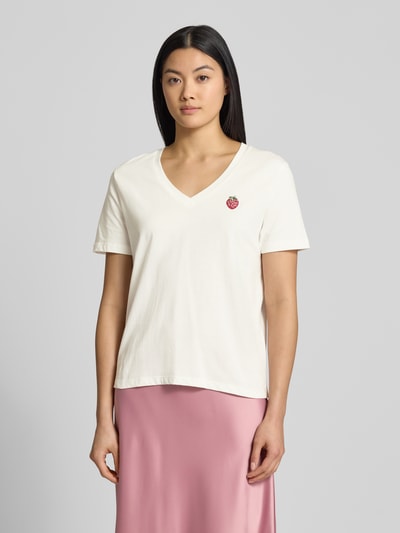 ICHI T-Shirt mit Motiv-Stitching Modell 'KENNEDY' Offwhite 4