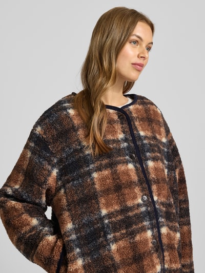 ICHI Fleecejacke mit Knopfleiste Modell 'KOLIRA' Marine 3